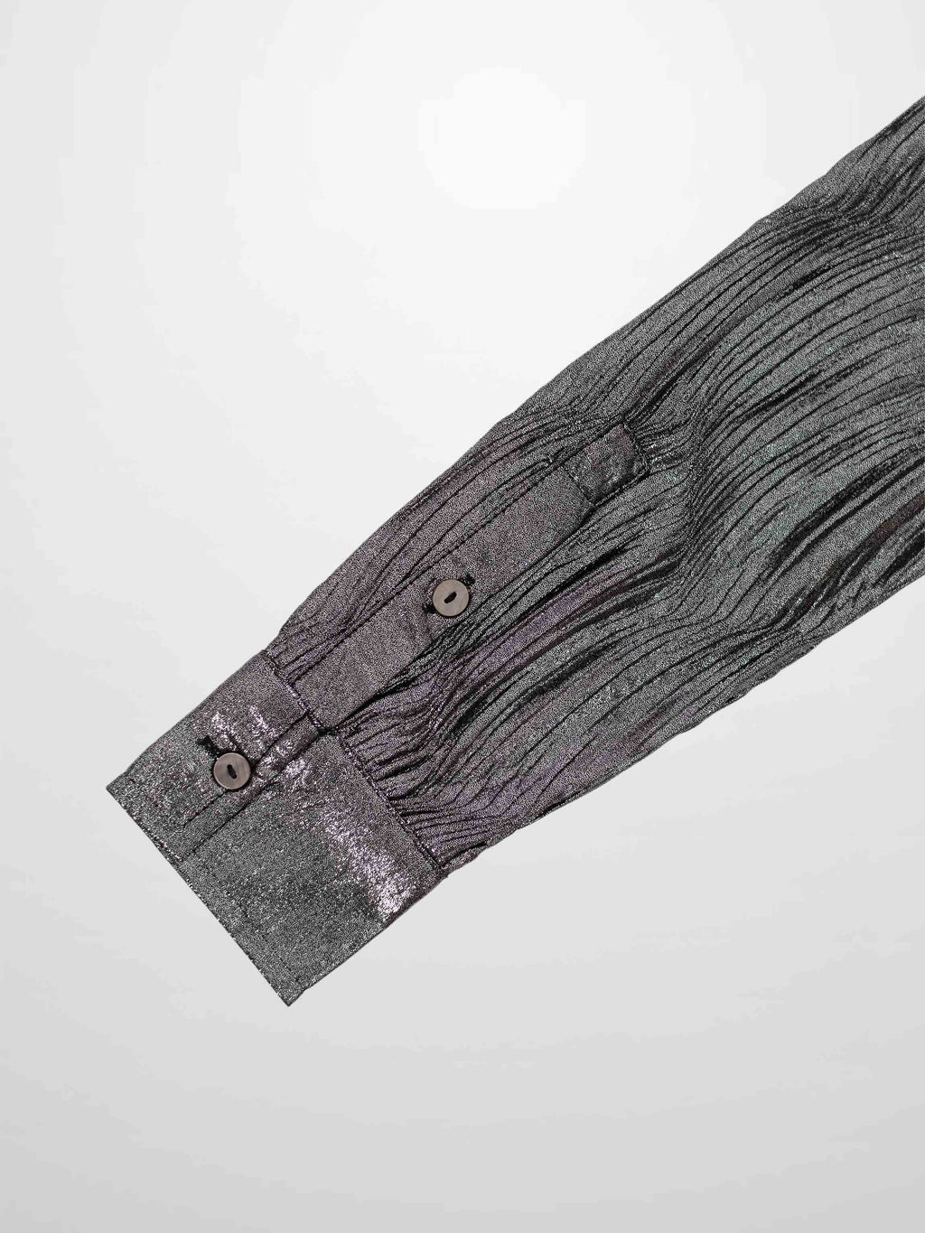 Shimmer Texture Bow Blouse-Black/Silver