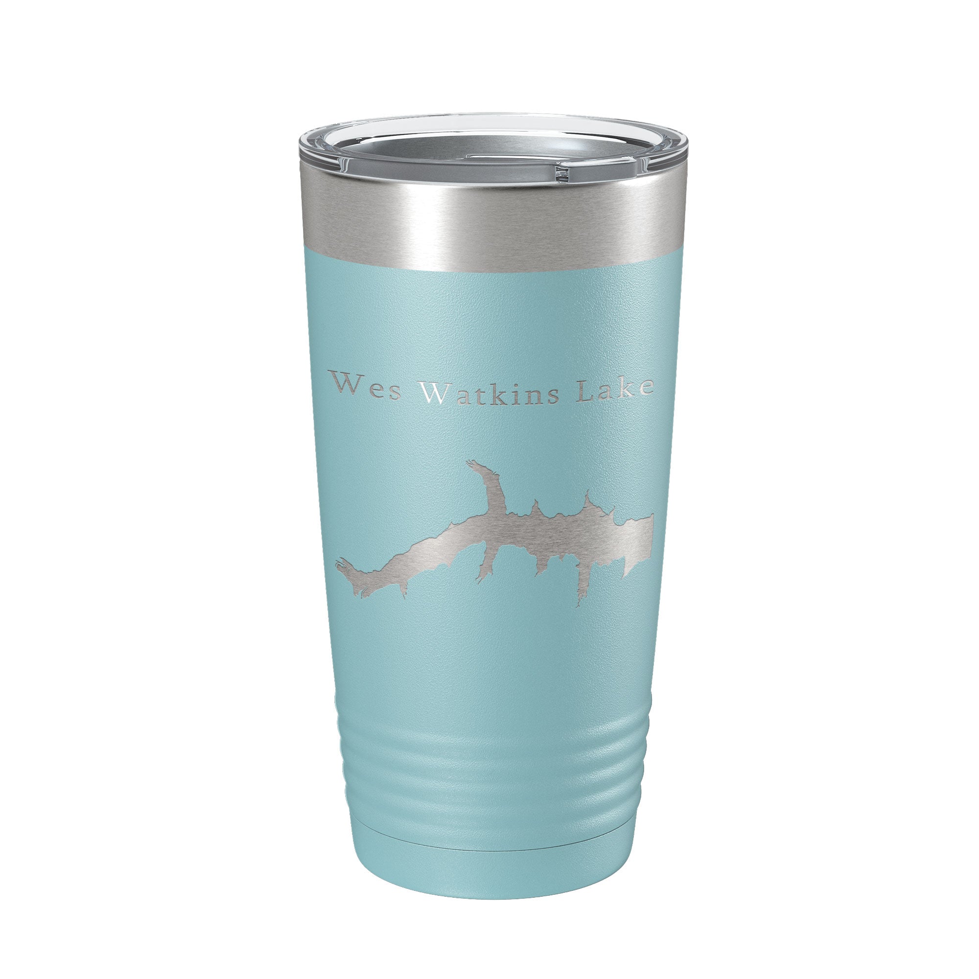 Wes Watkins Lake Map Tumbler Travel Mug Insulated Laser Engraved Coffee Cup Oklahoma 20 oz
