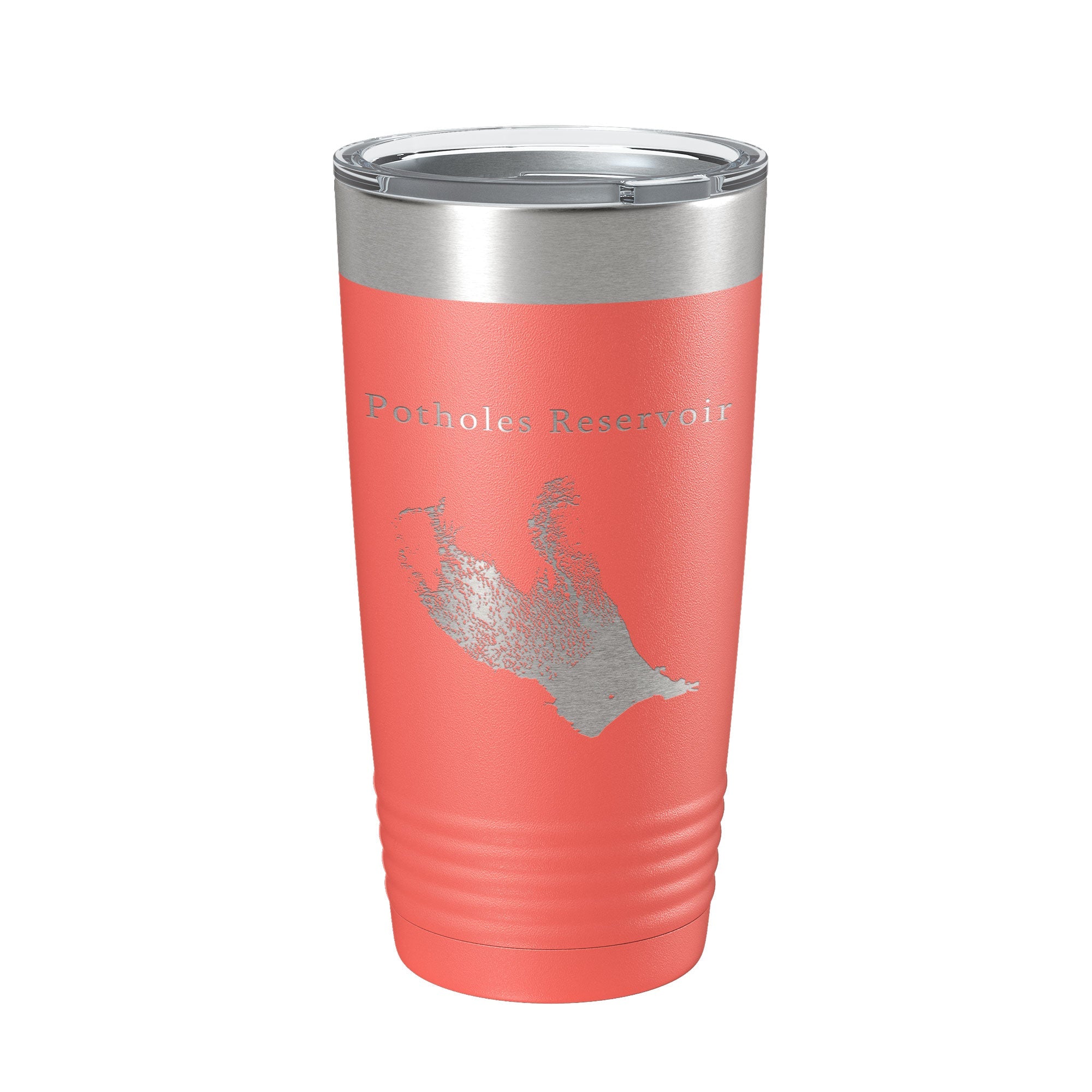 Potholes Reservoir Tumbler Lake Map Travel Mug Insulated Laser Engraved Coffee Cup Washington 20 oz
