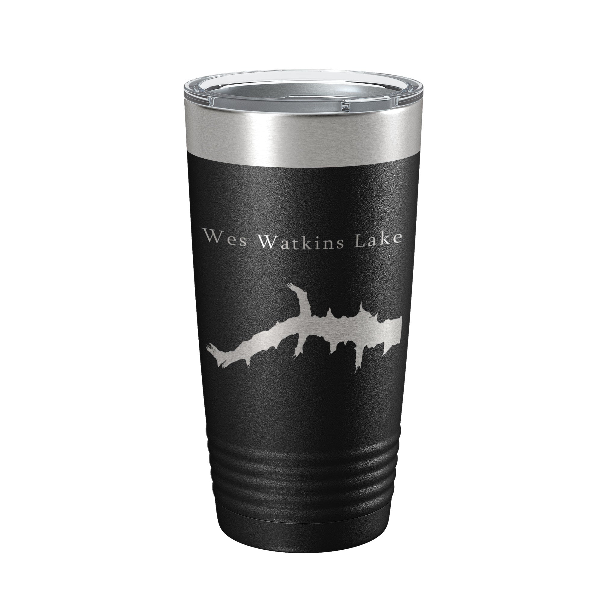 Wes Watkins Lake Map Tumbler Travel Mug Insulated Laser Engraved Coffee Cup Oklahoma 20 oz