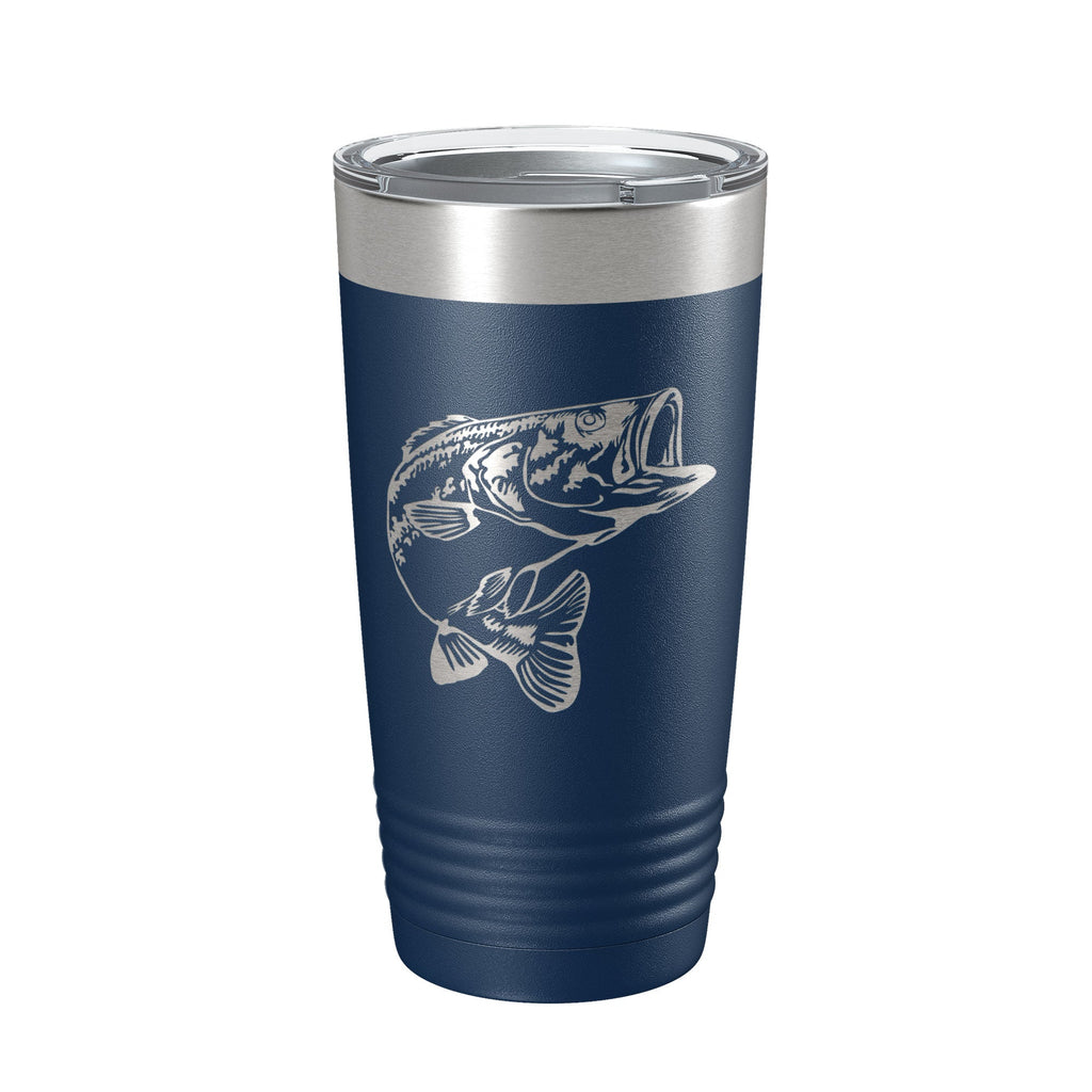 Bass Fishing Tumbler Angler Travel Mug Insulated Laser Engraved Coffee Cup Gift 20 oz