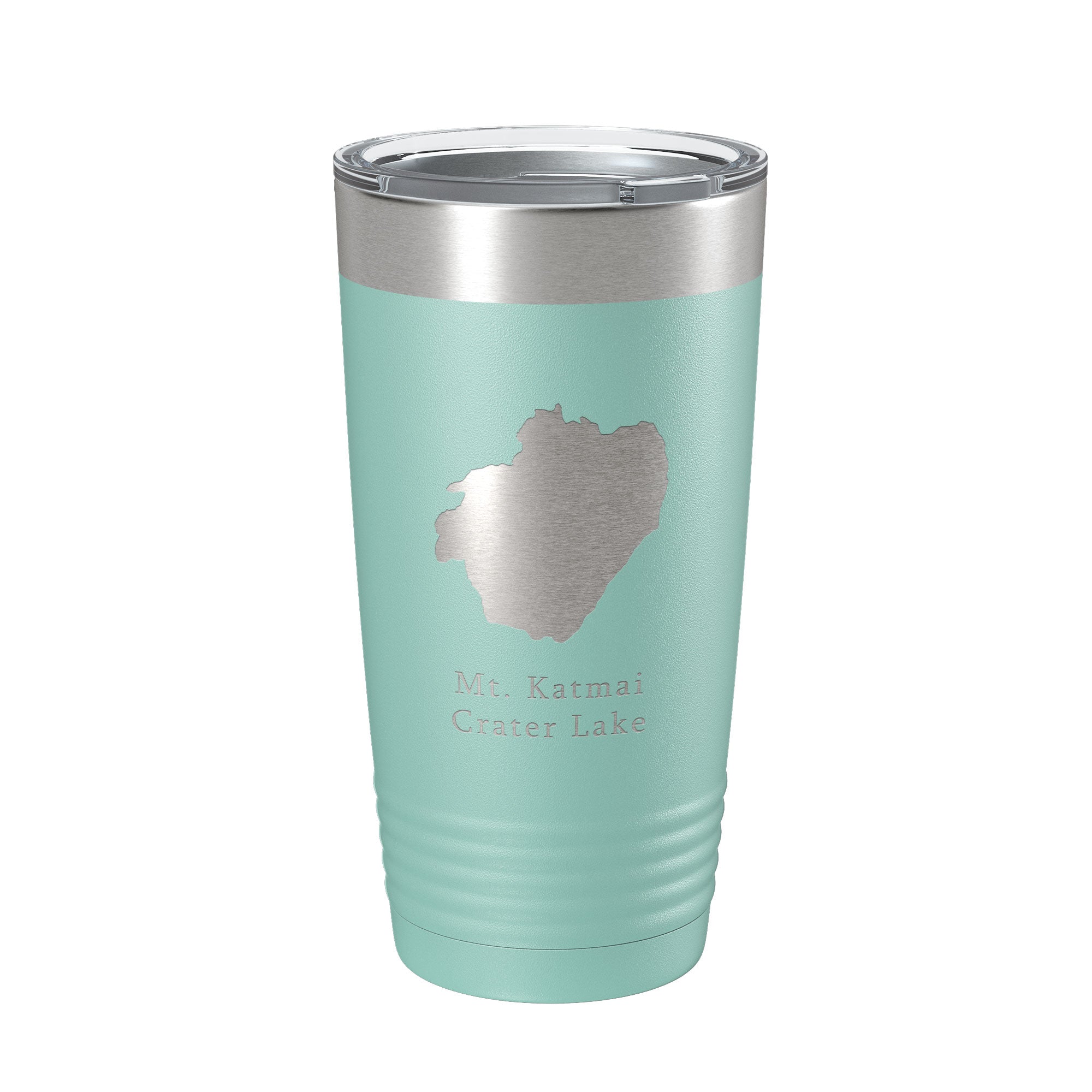 Mt. Katmai Crater Lake Map Tumbler Travel Mug Insulated Laser Engraved Coffee Cup Alaska 20 oz