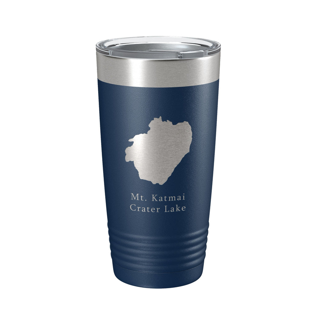 Mt. Katmai Crater Lake Map Tumbler Travel Mug Insulated Laser Engraved Coffee Cup Alaska 20 oz