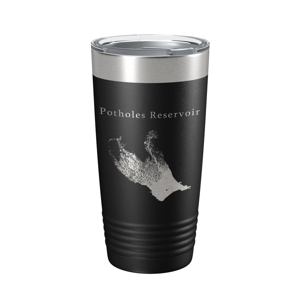 Potholes Reservoir Tumbler Lake Map Travel Mug Insulated Laser Engraved Coffee Cup Washington 20 oz