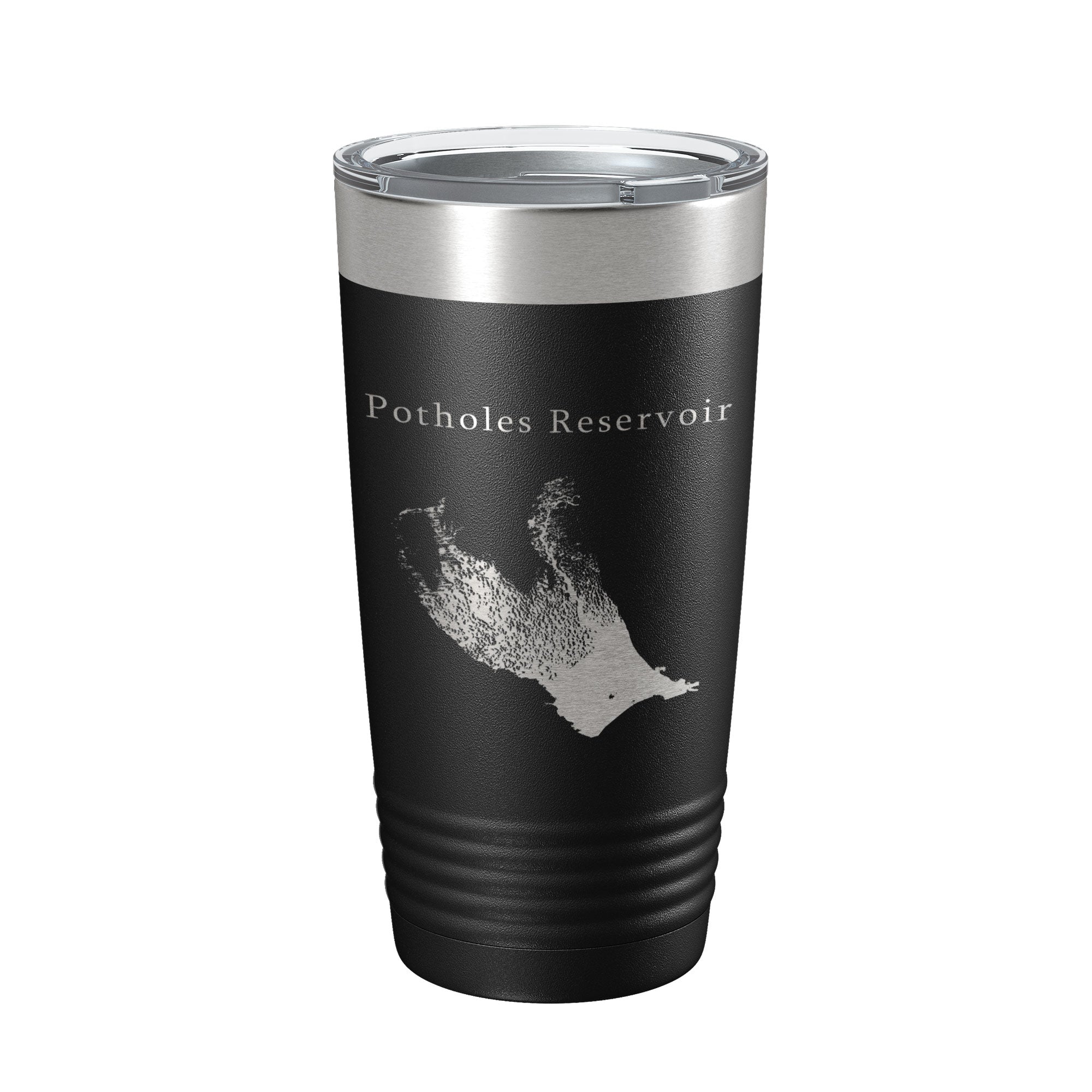 Potholes Reservoir Tumbler Lake Map Travel Mug Insulated Laser Engraved Coffee Cup Washington 20 oz