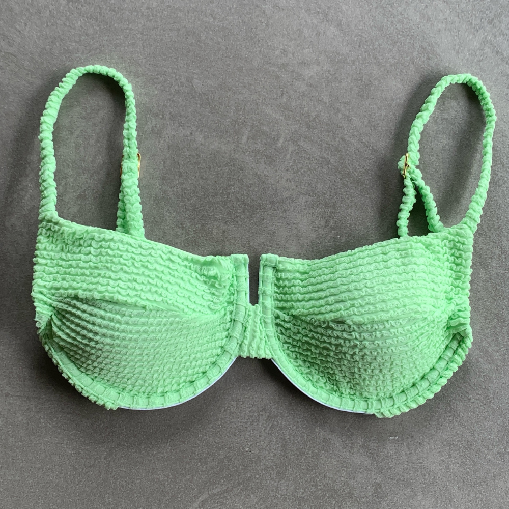Minty Haze Textured Panneled Bikini Top