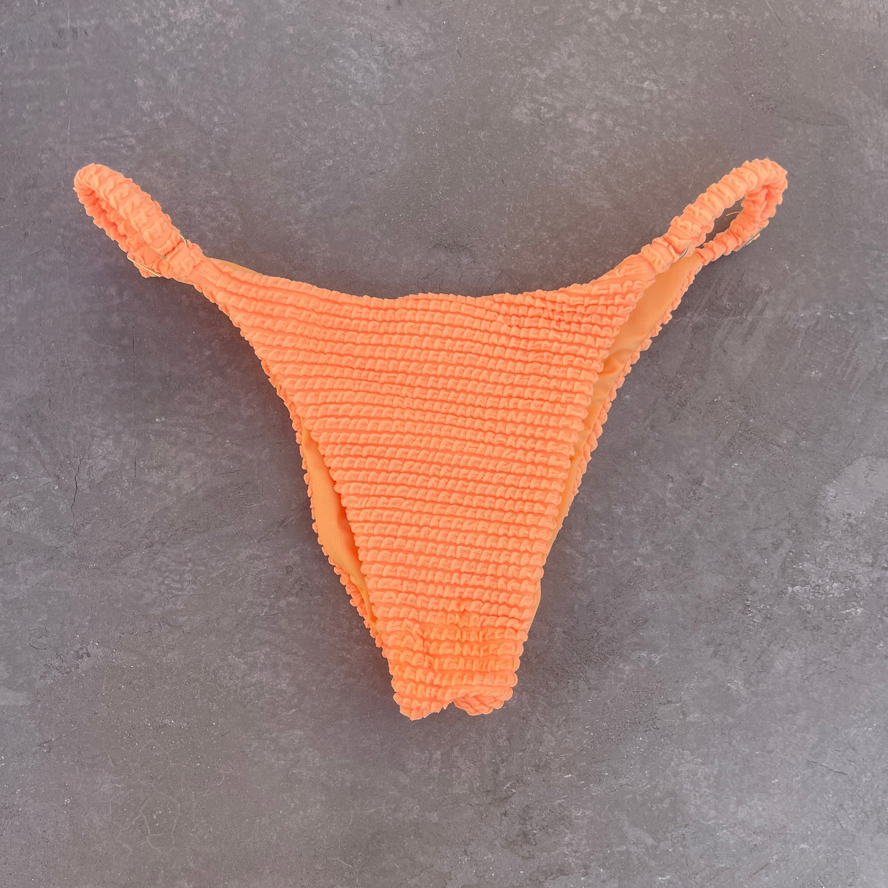 Energy Orange Textured Tanga Bikini Bottom