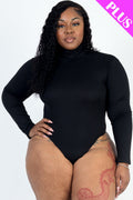 Plus Size Ribbed Turtle Neck Long Sleeve Bodysuit (CAPELLA)