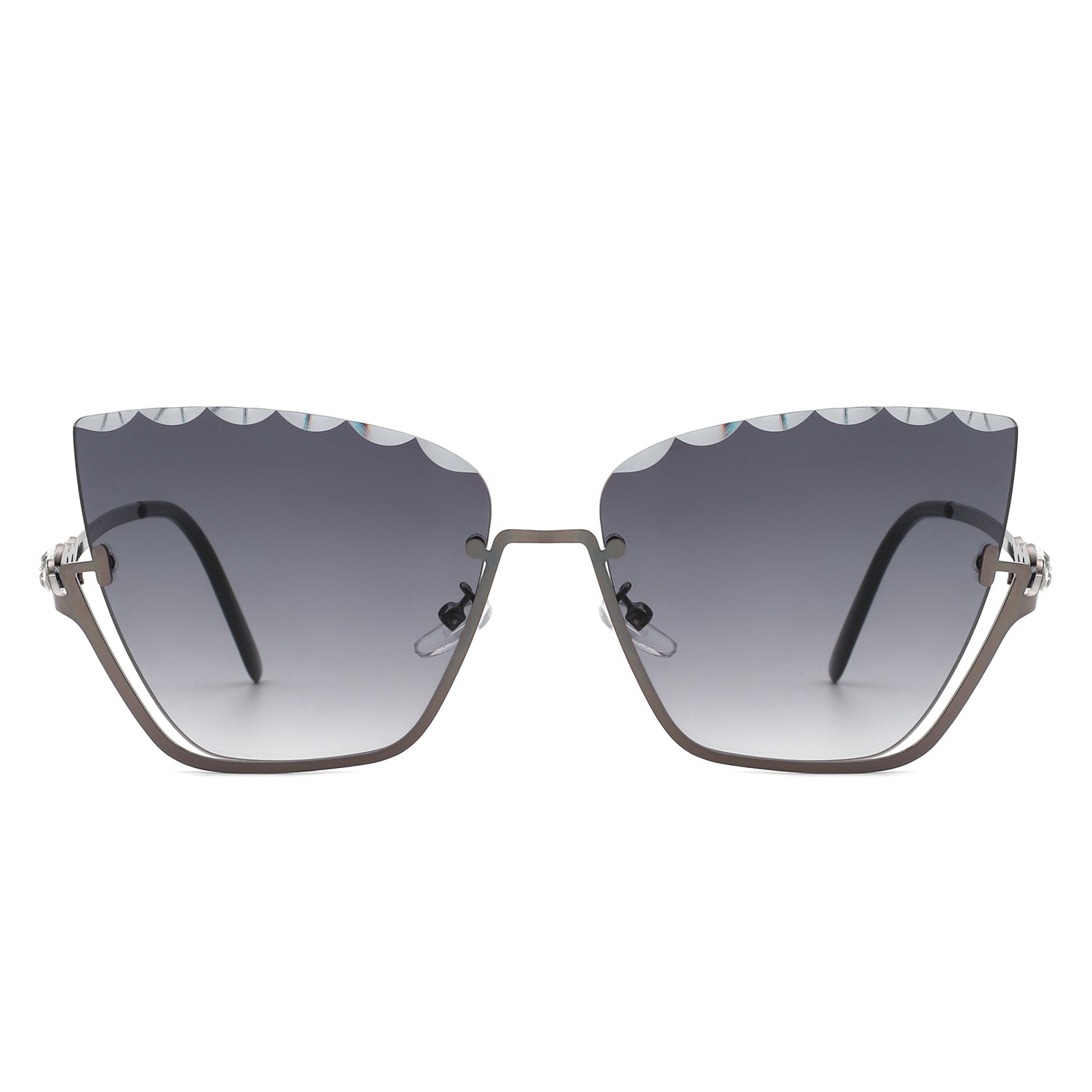 Starfire - Half Frame Square Irregular Tinted Fashion Cat Eye Sunglasses