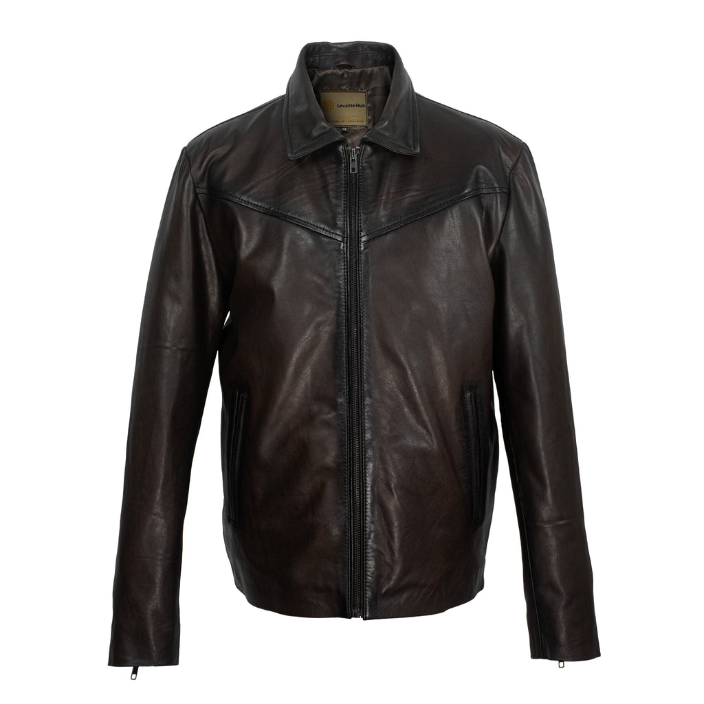 RidgeLine Men’s Classic Cowhide Leather Jacket