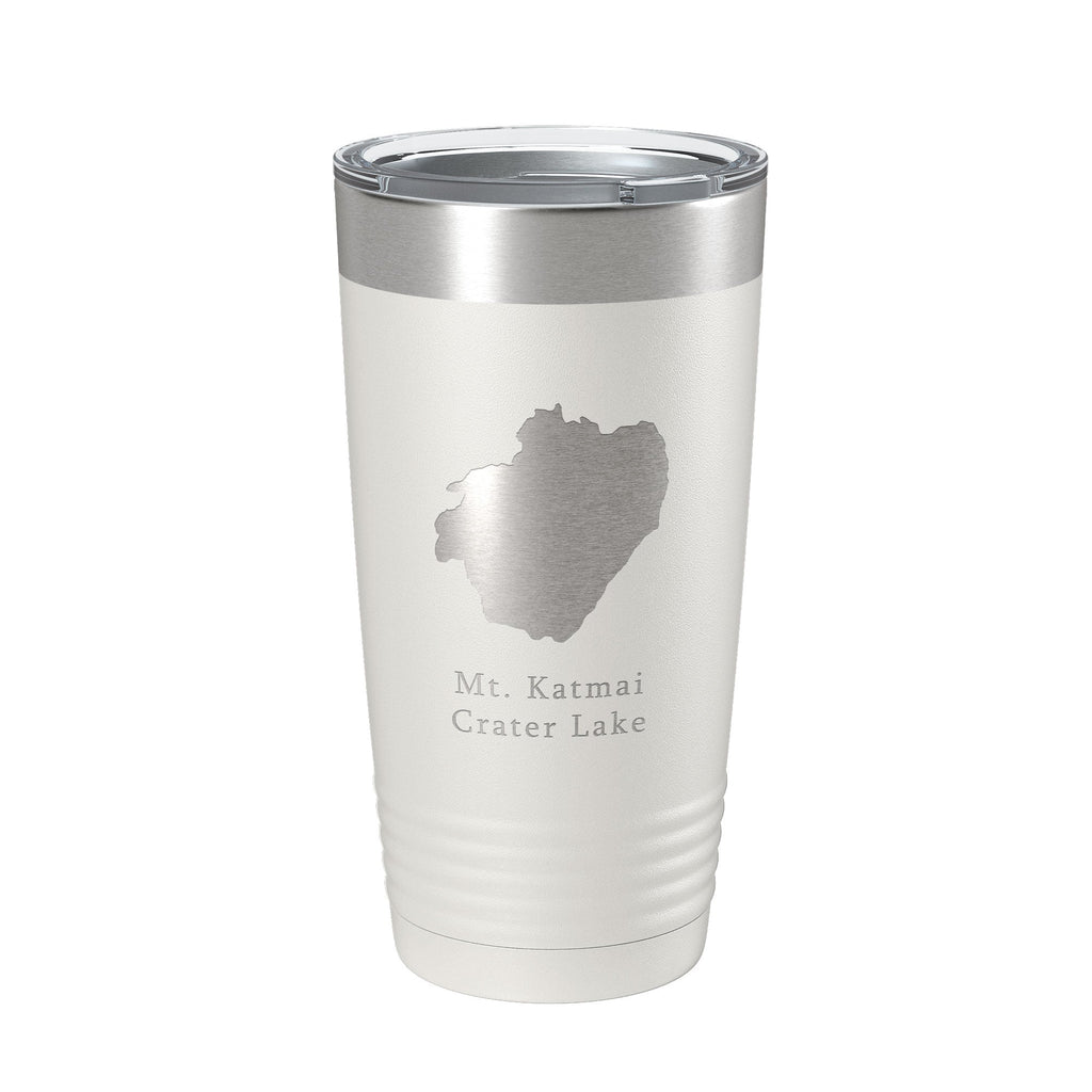 Mt. Katmai Crater Lake Map Tumbler Travel Mug Insulated Laser Engraved Coffee Cup Alaska 20 oz