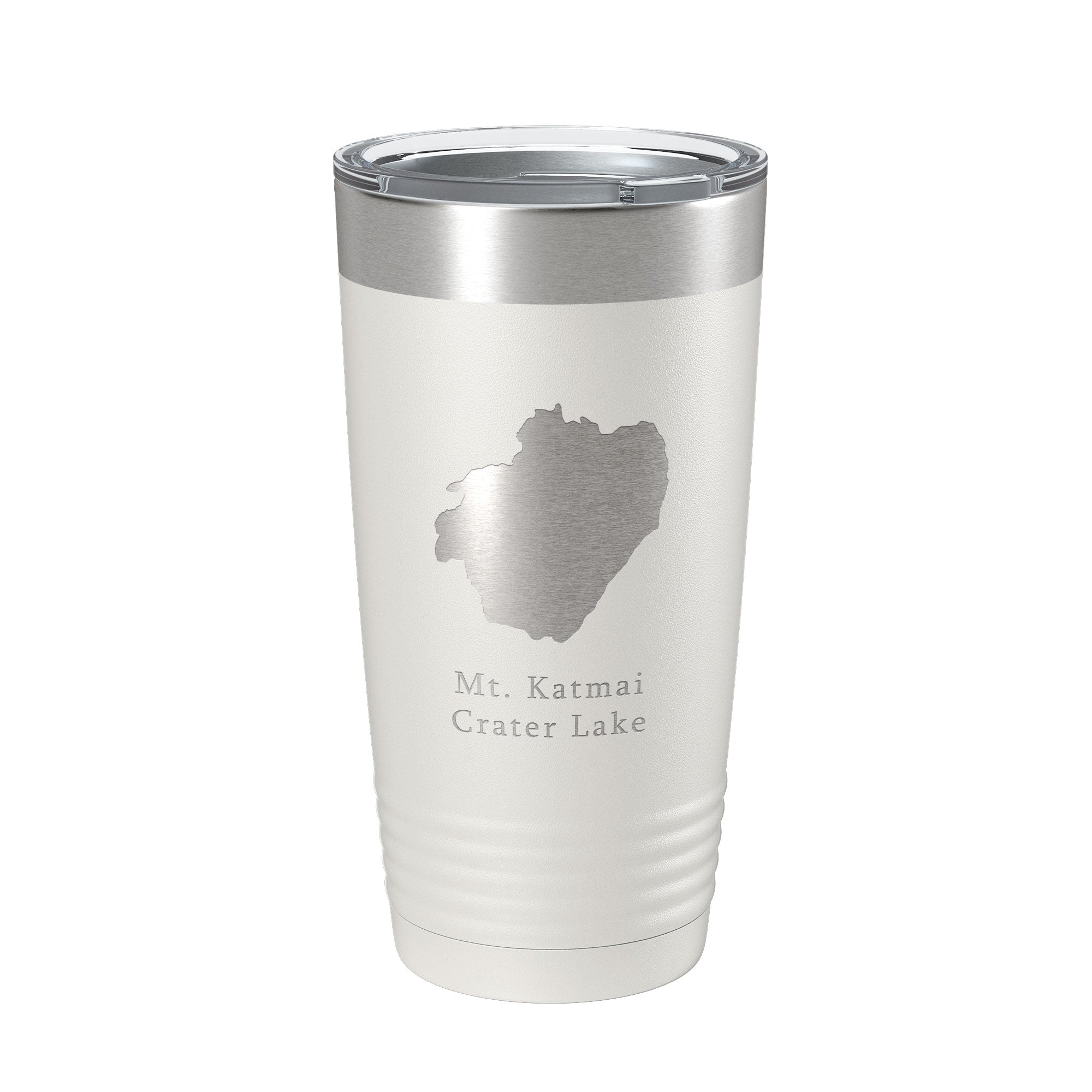 Mt. Katmai Crater Lake Map Tumbler Travel Mug Insulated Laser Engraved Coffee Cup Alaska 20 oz