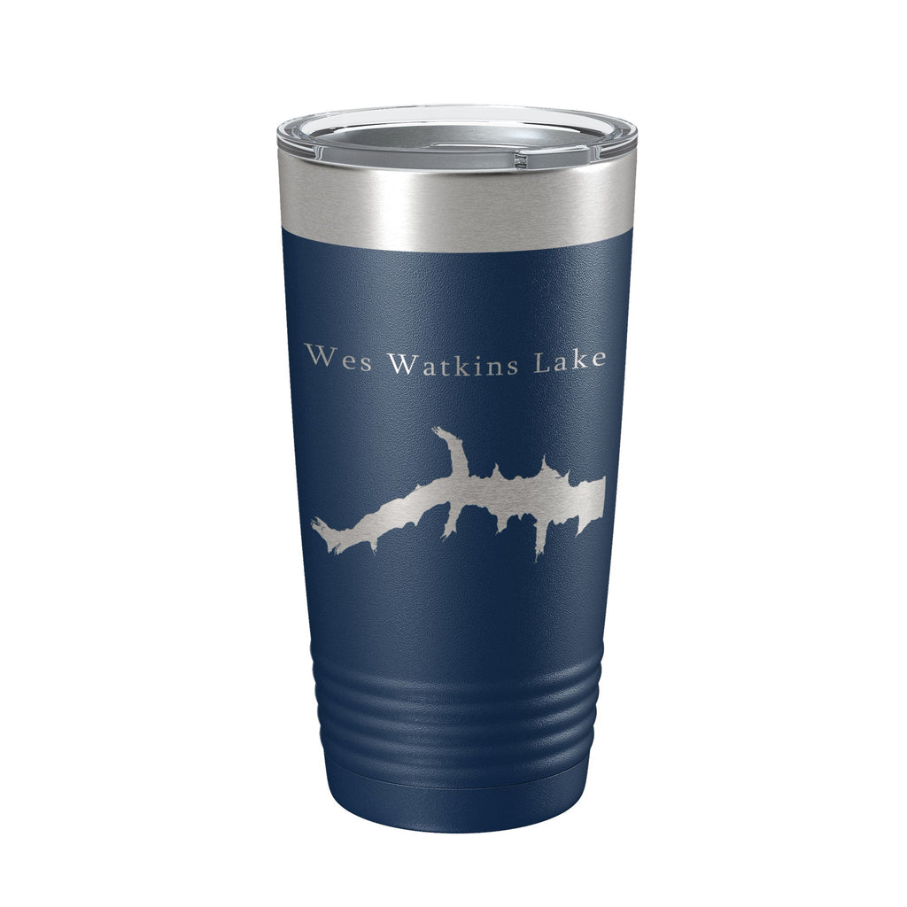 Wes Watkins Lake Map Tumbler Travel Mug Insulated Laser Engraved Coffee Cup Oklahoma 20 oz