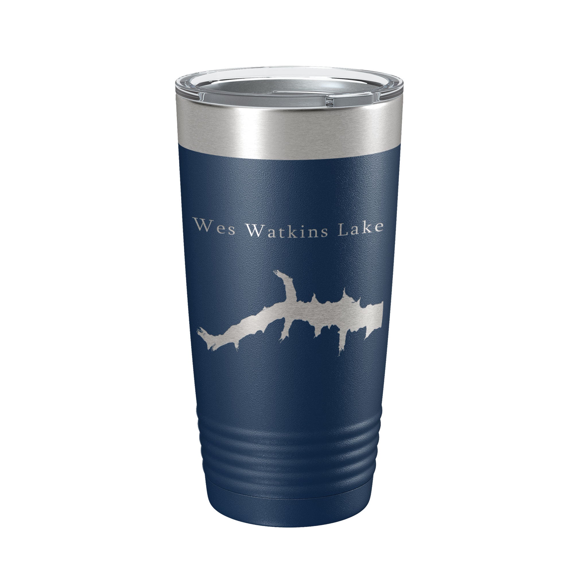 Wes Watkins Lake Map Tumbler Travel Mug Insulated Laser Engraved Coffee Cup Oklahoma 20 oz