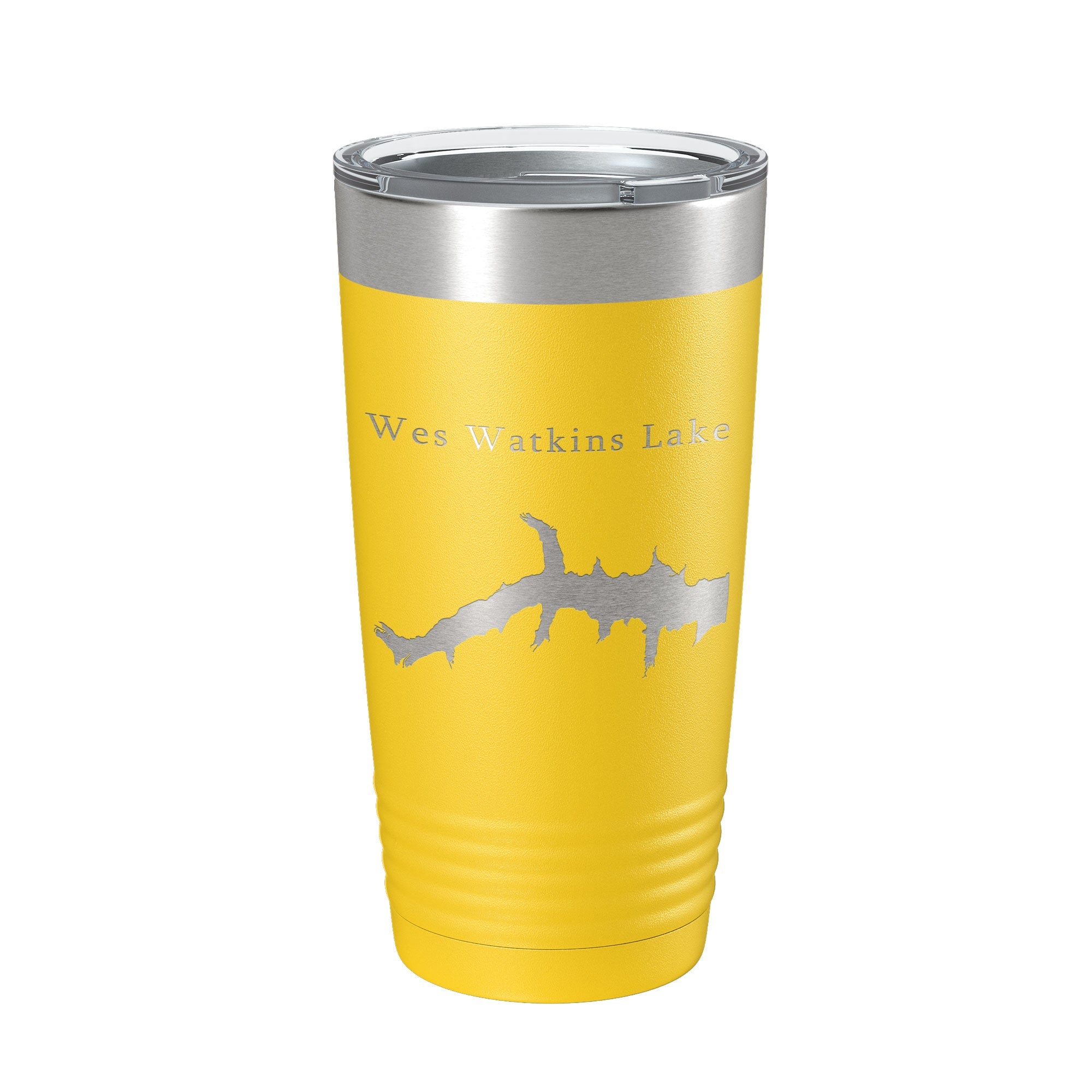 Wes Watkins Lake Map Tumbler Travel Mug Insulated Laser Engraved Coffee Cup Oklahoma 20 oz