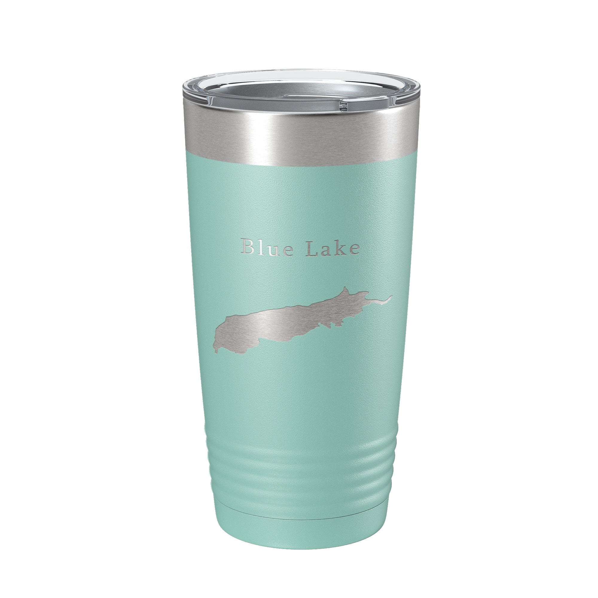 Blue Lake Map Tumbler Travel Mug Insulated Laser Engraved Coffee Cup Alaska 20 oz