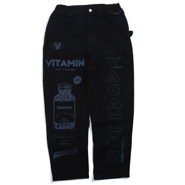 Men High Street Elastic Waist Fashion Baggy Hip Hop Style Men Streetwear